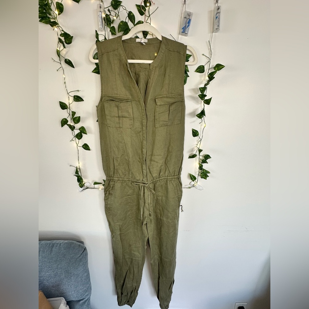 Joie Khaki Sleeveless Jumpsuit
